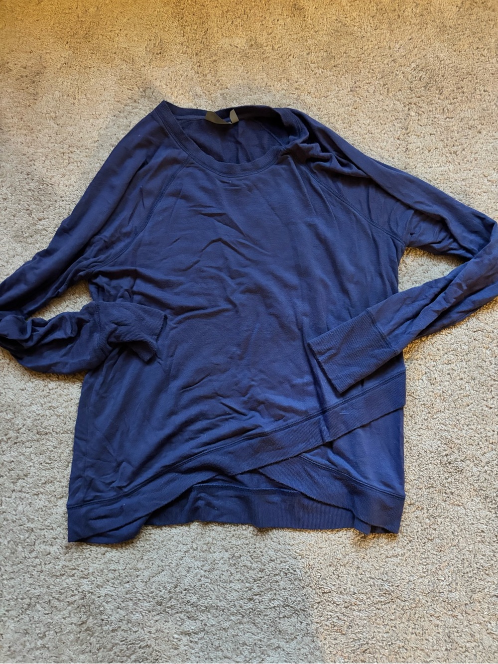 Athleta Navy Lightweight Long-Sleeve Criss-Cross Pullover